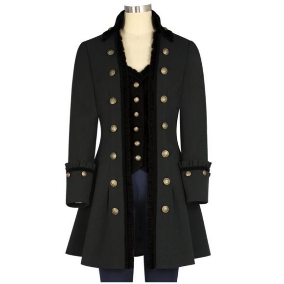 Steampunk Velvet Trim Jacket Trench Coat.BNWOT. Never worn. Size L - Picture 5 of 6